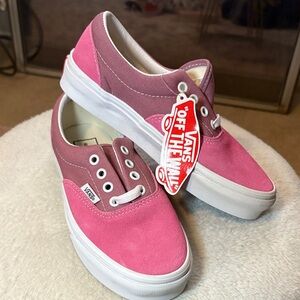 Vans Pink Two-Tone Suede & Canvas Low Top Sneakers